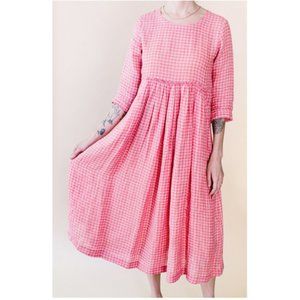Eka Staple Linen Gingham Check Dress